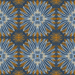 Cozy orange blue Indian Inspired Flowers