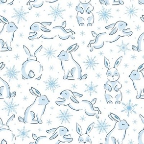 Cute Bunnies with Snowflakes