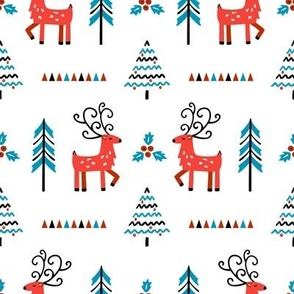 scandinavian Christmas Reindeer in Woodland