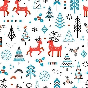 scandinavian Christmas Reindeer in Woodland