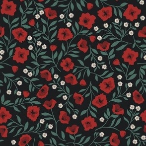 Red Nouveau Poppies { mid scale }