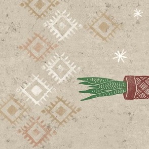 Block Printed Pot Plants, Sahara Sand | Moroccan desert colors, block print plants, house plants, pot plants, botanical, North Africa, Morocco, rustic print.