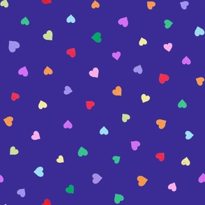 Rainbow hearts on indigo 