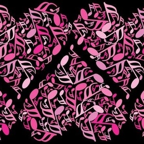 Large Music Notes Heart Pink and Black