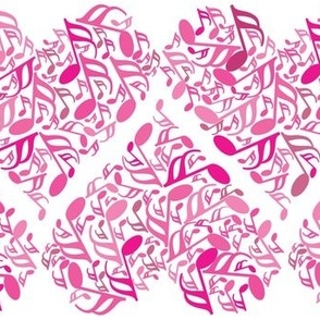 Large Music Notes Heart Pink White