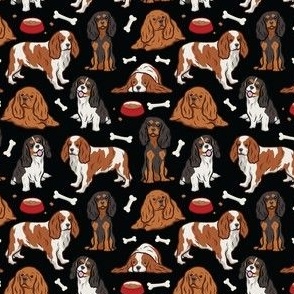 Small Cavalier Dogs & Bones - Black
