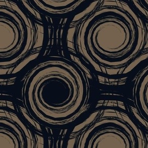 Subtle Modern Graphite Black Gray 11161E and Bark Brown 6E6250 Swirl Circles