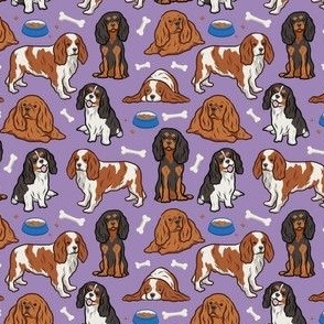 Small Cavalier Dogs & Bones - Purple