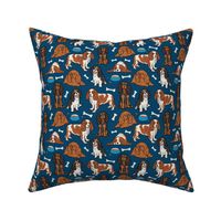 Cavalier Dogs & Bones - Navy Dark Blue