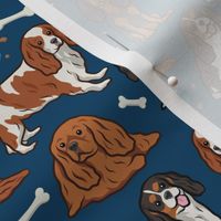 Cavalier Dogs & Bones - Navy Dark Blue