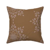 Light Cocoa Brown Embossed Look Retro Floral