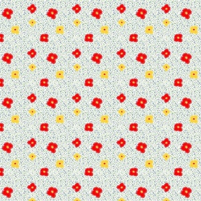 Red Yellow Flowers on Dots