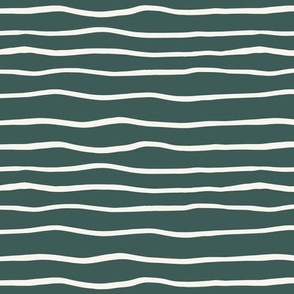 Medium Hand-drawn Irregular Stripes Boho Pine Green