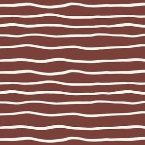 Medium Hand-drawn Irregular Stripes Boho Maroon