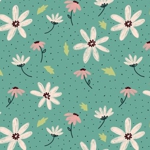 Daisies on turquoise