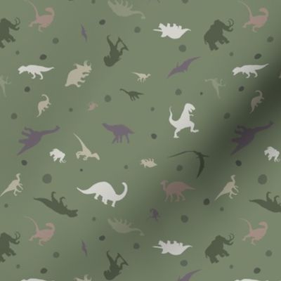 Dino Camo on medium green - 6in pattern