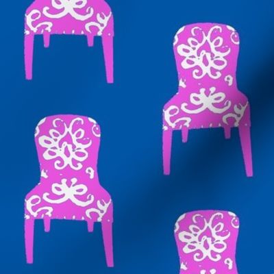Parson’s Side Chair, Pink and White  Navy