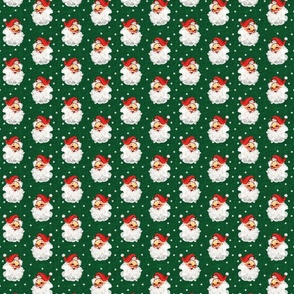 Jolly Retro Santa on Green Linen - extra small scale