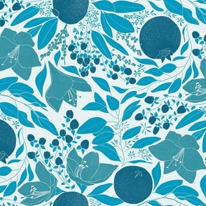 Winter florals petal Solids blue