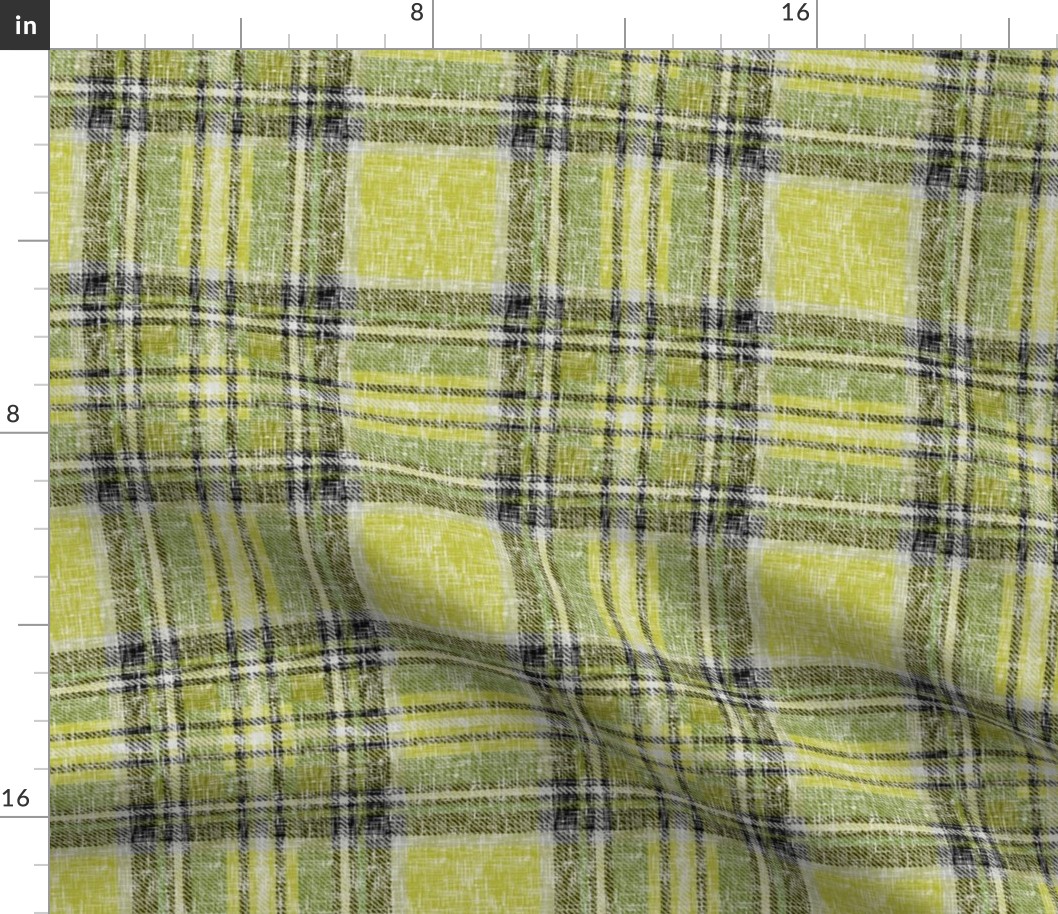 Heathery Stewart Plaid in Mustard, Green, + Chartreuse by Su_G_©SuSchaefer