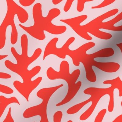 Abstract leaves in pink and red