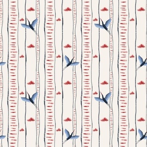 Flying Crane on Stripes