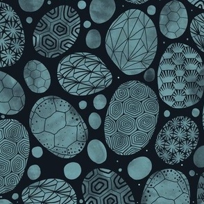 Carapace Turtle Tortoise Shell Nature Print - Black & Ice Blue