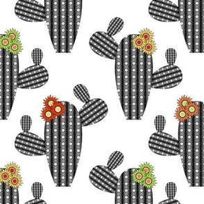 Cute Cactus // Cacti // Black, White, Green, Yellow, Orange, Red // 685 DPI