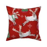 Reindeer Nordic Holiday Large Red