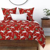 Reindeer Nordic Holiday Large Red