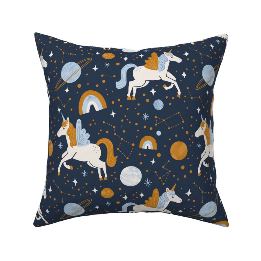 Space Unicorn in Navy and Gold