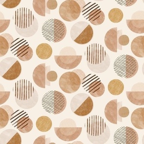 mid century retro sun and moon in brown ochre and sienna