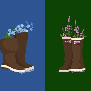 Rain boots, Fireweed and Forget Me Nots