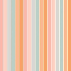 Boho Stripes 2x2 Vertical Stripes Striped Pink, Peachy And Baby Blue