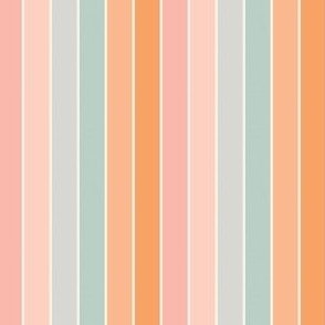 Boho Stripes 3x3 Vertical Stripes Striped Pink, Peachy And Baby Blue