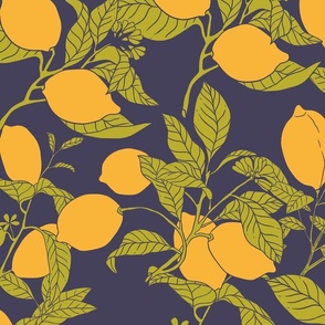 Lemon Illustrations on Deep Blue (large)