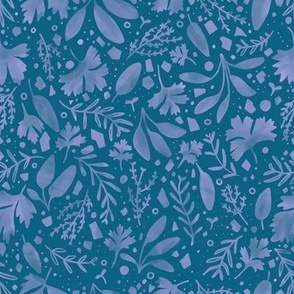 Scarborough Faire - Botanical Herbal - Peacock Blue & Lilac Petal Solids