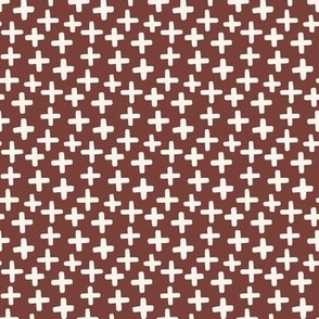 Small Plus Sign Geometric Boho Maroon Red