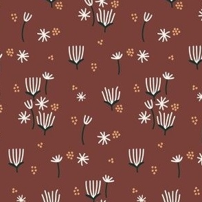 Small Simple Boho Dandelion Maroon 