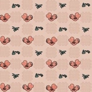 Victorian Floral - Light Pink w/ Deep Pink Flowers