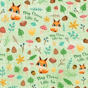 stay clever little fox green linen