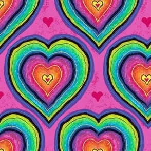 Crayon Hearts within Hearts