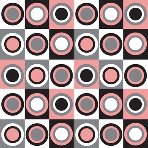 Pink Gray White Black Circle Pattern