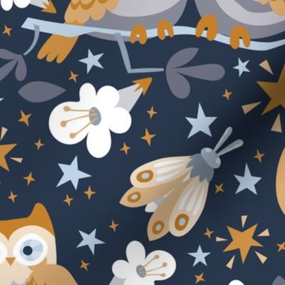 Cozy Owls in the Fall (Navy)