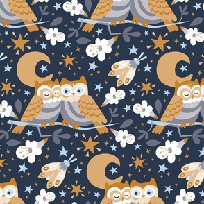 Cozy Owls in the Fall (Navy)