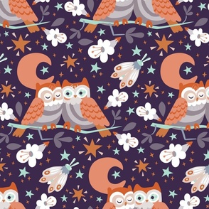 Cozy Owls in the Fall (Purple)