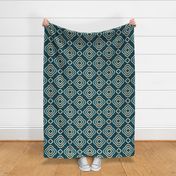 Quatrefoil on Dark Sea Green