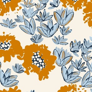 Cozy Cottage Fresh Floral - Orange and Blue - Jumbo