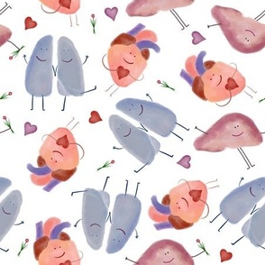 Cute Lungs, Heart, and Liver on White 