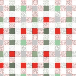 Traditional Christmas plaid abstract gingham texture for the holidays winter nursery design red gray green mint on white SMALL